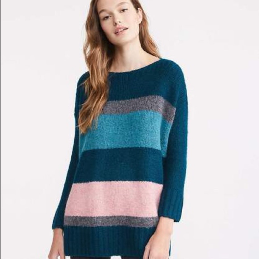 Lou & Grey • Striped Plushfuzz Poncho Sweater